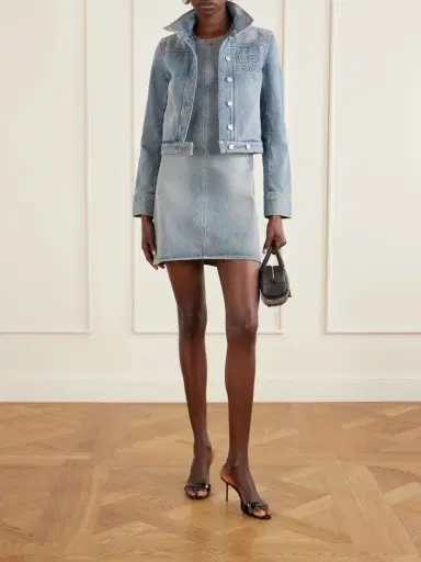 Courrèges Reedition Cropped Embroidered Denim Jacket | Thumbnail 2 Courrèges Reedition Cropped Embroidered Denim Jacket | Thumbnail 2