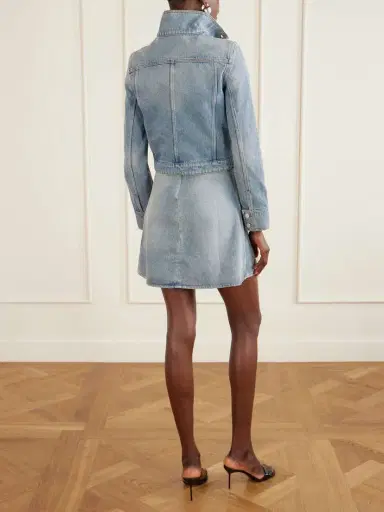Courrèges Reedition Cropped Embroidered Denim Jacket | Thumbnail 4 Courrèges Reedition Cropped Embroidered Denim Jacket | Thumbnail 4