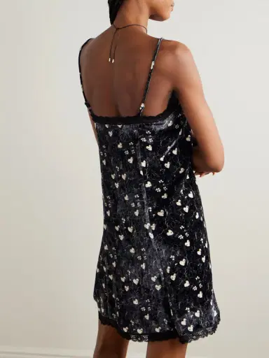 R13 Lace-trimmed Printed Velvet Mini Dress | Thumbnail 3 R13 Lace-trimmed Printed Velvet Mini Dress | Thumbnail 3