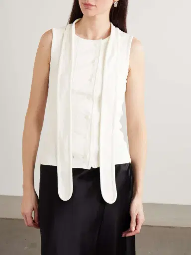 Lemaire Tie-neck Ribbed Stretch-cotton And Linen-blend Jersey Top | Thumbnail 3 Lemaire Tie-neck Ribbed Stretch-cotton And Linen-blend Jersey Top | Thumbnail 3