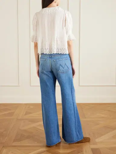 DÔEN Henri Ruffled Pintucked Broderie Anglaise Cotton Top | Thumbnail 4 DÔEN Henri Ruffled Pintucked Broderie Anglaise Cotton Top | Thumbnail 4