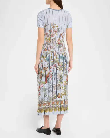 Etro Floral-Print Pleated Short-Sleeve Midi Dress | Thumbnail 7 Etro Floral-Print Pleated Short-Sleeve Midi Dress | Thumbnail 7