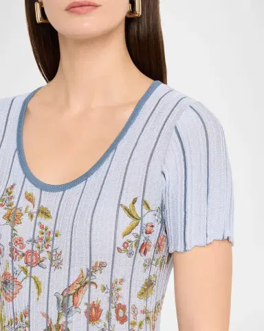 Etro Floral-Print Pleated Short-Sleeve Midi Dress | Thumbnail 9 Etro Floral-Print Pleated Short-Sleeve Midi Dress | Thumbnail 9