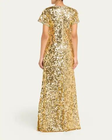 Atelier Prabal Gurung Verushka Crystal Sequined Short-Sleeve Slit Gown | Thumbnail 3 Atelier Prabal Gurung Verushka Crystal Sequined Short-Sleeve Slit Gown | Thumbnail 3