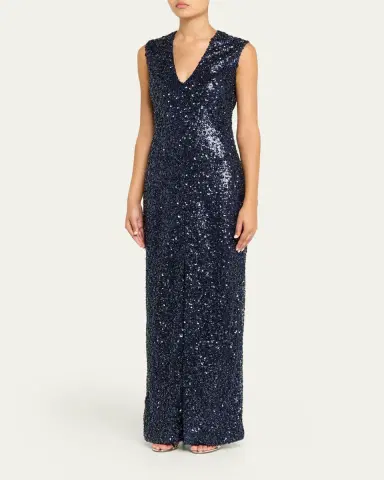 Atelier Prabal Gurung Eva Sequined Sleeveless Column Gown | Thumbnail 4 Atelier Prabal Gurung Eva Sequined Sleeveless Column Gown | Thumbnail 4
