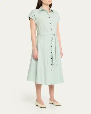 Kiton Silk Stretch Belted Midi Shirtdress | Thumbnail 4 Kiton Silk Stretch Belted Midi Shirtdress | Thumbnail 4