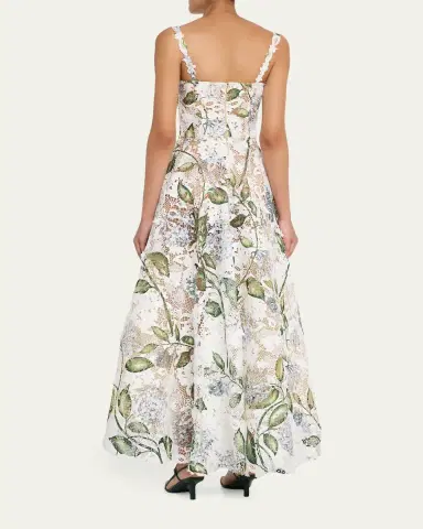 Oscar de la Renta Sleeveless Porcelain Flowers-Print Lace Maxi Dress | Thumbnail 3 Oscar de la Renta Sleeveless Porcelain Flowers-Print Lace Maxi Dress | Thumbnail 3