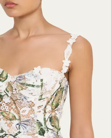 Oscar de la Renta Sleeveless Porcelain Flowers-Print Lace Maxi Dress | Thumbnail 5 Oscar de la Renta Sleeveless Porcelain Flowers-Print Lace Maxi Dress | Thumbnail 5