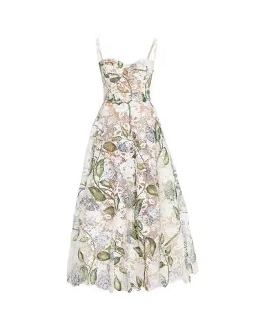 Oscar de la Renta Sleeveless Porcelain Flowers-Print Lace Maxi Dress | Thumbnail 1 Oscar de la Renta Sleeveless Porcelain Flowers-Print Lace Maxi Dress | Thumbnail 1