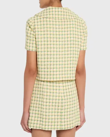Oscar de la Renta Short-Sleeve Check Tweed Jacket | Thumbnail 7 Oscar de la Renta Short-Sleeve Check Tweed Jacket | Thumbnail 7