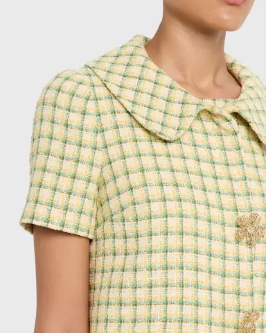 Oscar de la Renta Short-Sleeve Check Tweed Jacket | Thumbnail 9 Oscar de la Renta Short-Sleeve Check Tweed Jacket | Thumbnail 9