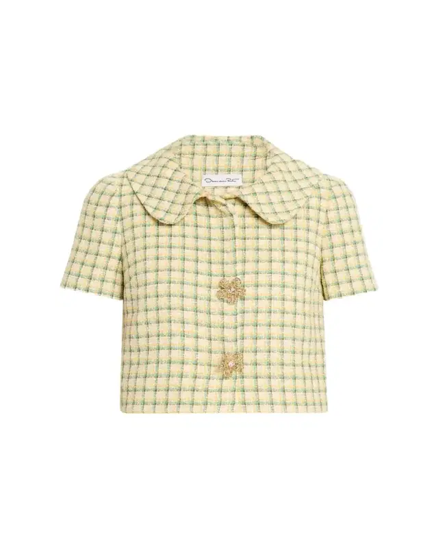 Short-Sleeve Check Tweed Jacket Short-Sleeve Check Tweed Jacket