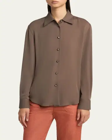 Giorgio Armani Pearly Buttoned Silk Georgette Shirt | Thumbnail 4 Giorgio Armani Pearly Buttoned Silk Georgette Shirt | Thumbnail 4