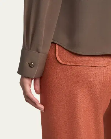 Giorgio Armani Pearly Buttoned Silk Georgette Shirt | Thumbnail 5 Giorgio Armani Pearly Buttoned Silk Georgette Shirt | Thumbnail 5