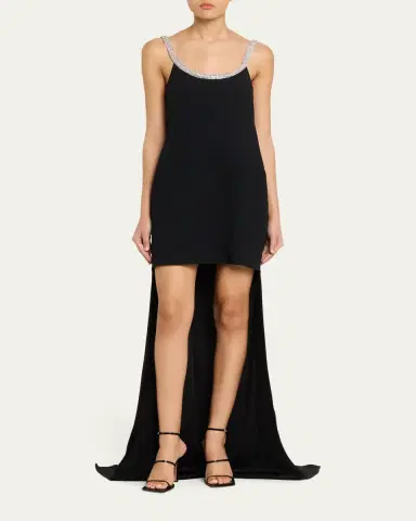TOM FORD Crystal Sleeveless Grain De Poudre High-Low Gown | Thumbnail 2 TOM FORD Crystal Sleeveless Grain De Poudre High-Low Gown | Thumbnail 2