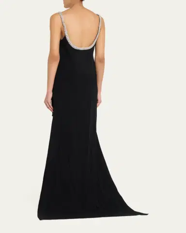 TOM FORD Crystal Sleeveless Grain De Poudre High-Low Gown | Thumbnail 3 TOM FORD Crystal Sleeveless Grain De Poudre High-Low Gown | Thumbnail 3