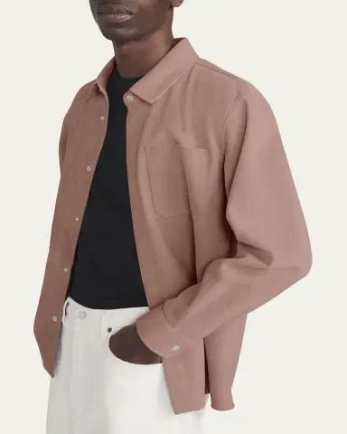 FRAME Men's Solid Suede Overshirt | Thumbnail 4 FRAME Men's Solid Suede Overshirt | Thumbnail 4