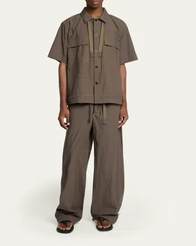 SACAI Men's Drawstring Short-Sleeve Utility Shirt | Thumbnail 2 SACAI Men's Drawstring Short-Sleeve Utility Shirt | Thumbnail 2