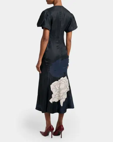 Victoria Beckham Eve Floral-Print Twill Gathered-Waist Midi Dress | Thumbnail 2 Victoria Beckham Eve Floral-Print Twill Gathered-Waist Midi Dress | Thumbnail 2