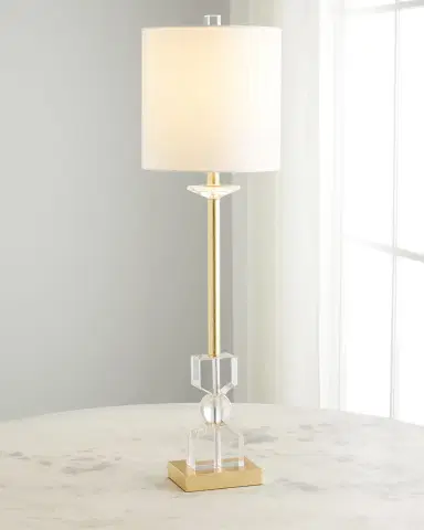 Old World Design Kingston Crystal Buffet Lamp with White Linen Shade | Thumbnail 2 Old World Design Kingston Crystal Buffet Lamp with White Linen Shade | Thumbnail 2