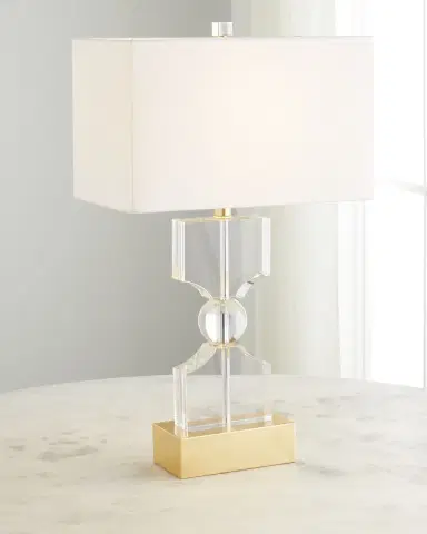 Old World Design Kingston Crystal Table Lamp with Gold Base & White Linen | Thumbnail 2 Old World Design Kingston Crystal Table Lamp with Gold Base & White Linen | Thumbnail 2