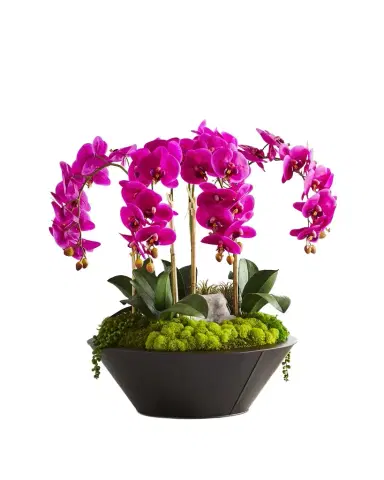 T & C Floral Company Orchids & Geode in Round Metal Container | Thumbnail 1 T & C Floral Company Orchids & Geode in Round Metal Container | Thumbnail 1