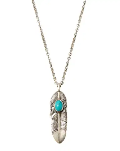John Varvatos Men's Raven Turquoise Feather Pendant Necklace | Thumbnail 1 John Varvatos Men's Raven Turquoise Feather Pendant Necklace | Thumbnail 1
