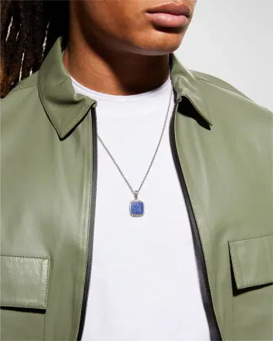 John Varvatos Men 's Artisan Lapis Pendant Necklace, 24"L | Thumbnail 2 John Varvatos Men 's Artisan Lapis Pendant Necklace, 24"L | Thumbnail 2
