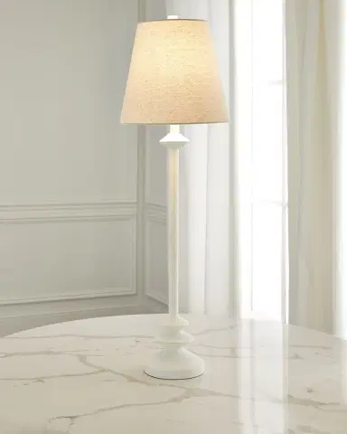 Old World Design Leia White Gesso Buffet Lamp | Thumbnail 2 Old World Design Leia White Gesso Buffet Lamp | Thumbnail 2