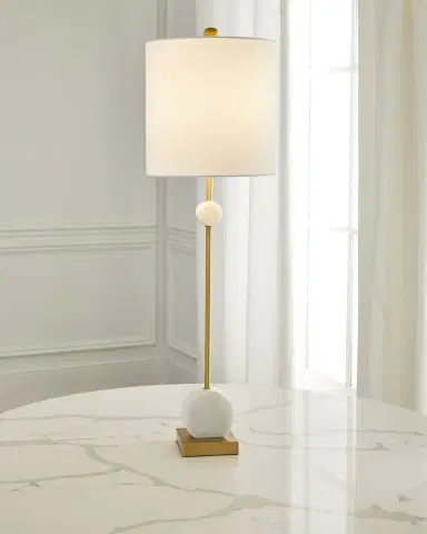 Old World Design Wren White Marble Disc Lamp | Thumbnail 2 Old World Design Wren White Marble Disc Lamp | Thumbnail 2