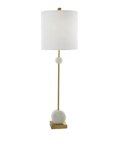 Old World Design Wren White Marble Disc Lamp | Thumbnail 1 Old World Design Wren White Marble Disc Lamp | Thumbnail 1