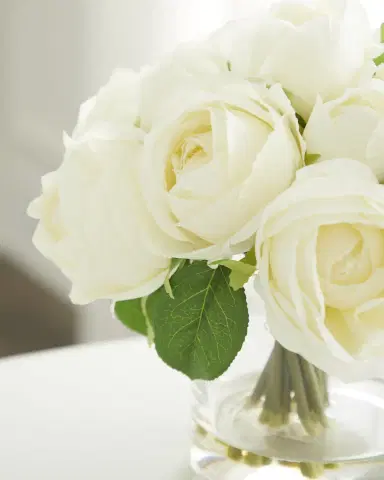 T & C Floral Company Faux Rose Bouquet in Clear Glass Vase - 9" | Thumbnail 2 T & C Floral Company Faux Rose Bouquet in Clear Glass Vase - 9" | Thumbnail 2