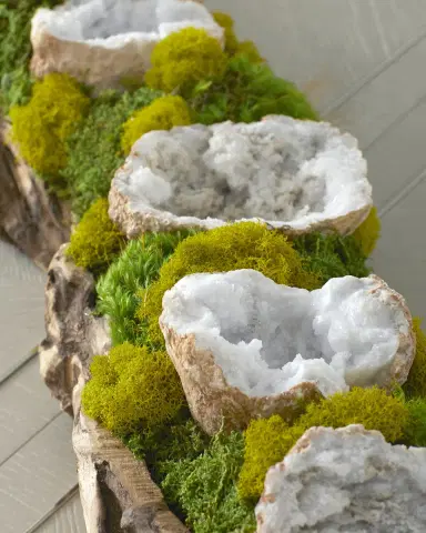 T & C Floral Company Preserved Moss and Geodes Garden in Hand-Carved Wood Log - 36" | Thumbnail 4 T & C Floral Company Preserved Moss and Geodes Garden in Hand-Carved Wood Log - 36" | Thumbnail 4