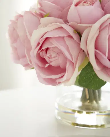 T & C Floral Company Faux Rose Bouquet in Clear Glass Vase - 9" | Thumbnail 2 T & C Floral Company Faux Rose Bouquet in Clear Glass Vase - 9" | Thumbnail 2