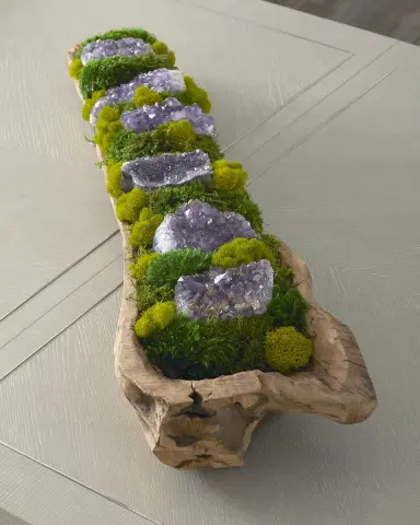T & C Floral Company Preserved Moss and Geodes Garden in Hand-Carved Wood Log - 36" | Thumbnail 2 T & C Floral Company Preserved Moss and Geodes Garden in Hand-Carved Wood Log - 36" | Thumbnail 2