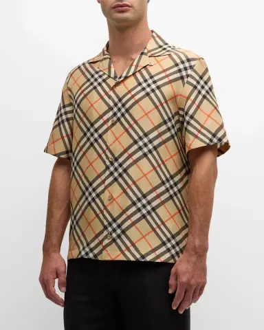 Burberry Men's Check Camp Shirt | Thumbnail 4 Burberry Men's Check Camp Shirt | Thumbnail 4