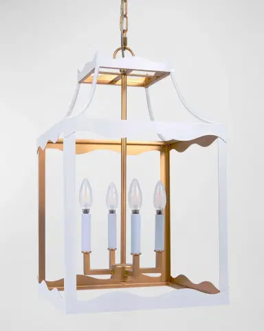 Old World Design Alba Gloss White Lantern With Golden Accents | Thumbnail 2 Old World Design Alba Gloss White Lantern With Golden Accents | Thumbnail 2