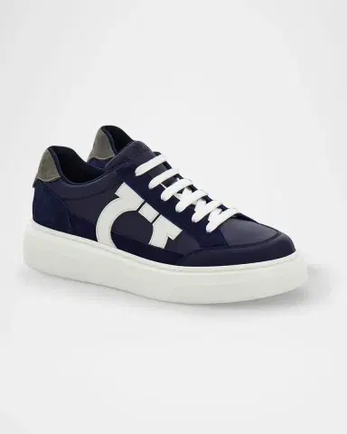 Ferragamo Men's Cassina Gancio Low-Top Sneakers | Thumbnail 2 Ferragamo Men's Cassina Gancio Low-Top Sneakers | Thumbnail 2