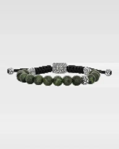 John Varvatos Men's Snakeskin Sterling Silver Jade Beaded Bracelet | Thumbnail 2 John Varvatos Men's Snakeskin Sterling Silver Jade Beaded Bracelet | Thumbnail 2