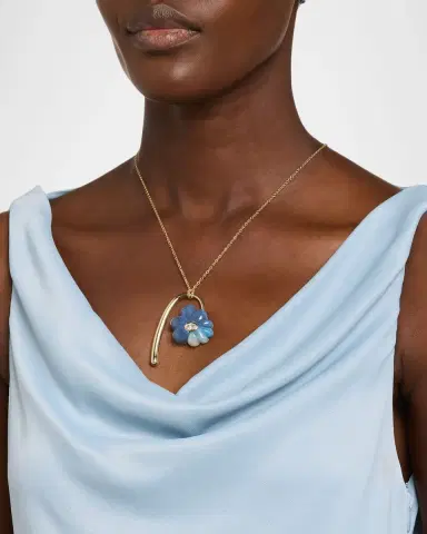 Retrouvaí Large Flora Pendant Necklace with Hand Carved Trolleite | Thumbnail 1 Retrouvaí Large Flora Pendant Necklace with Hand Carved Trolleite | Thumbnail 1