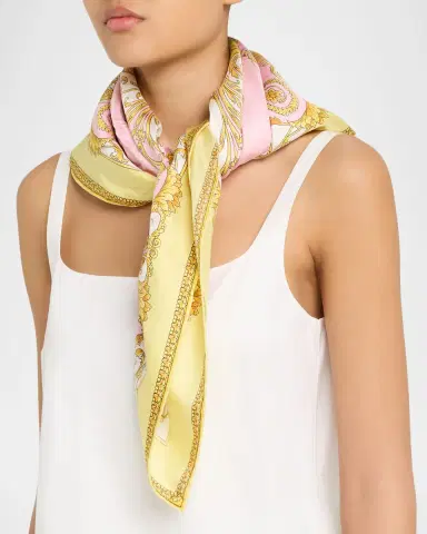 Versace Printed Silk Twill Foulard Scarf | Thumbnail 2 Versace Printed Silk Twill Foulard Scarf | Thumbnail 2