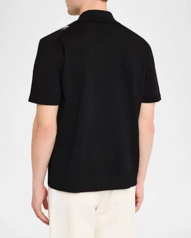 Amiri Men 's Studded Stripe Wool Knit Short-Sleeve Shirt | Thumbnail 3 Amiri Men 's Studded Stripe Wool Knit Short-Sleeve Shirt | Thumbnail 3