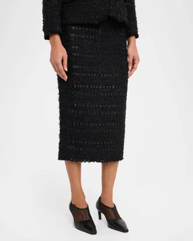Thom Browne Satin Ribbon Tweed Frayed Hobble Skirt | Thumbnail 4 Thom Browne Satin Ribbon Tweed Frayed Hobble Skirt | Thumbnail 4