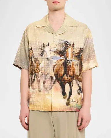 Amiri Men 's Year of The Horse MA Quad Camp Shirt | Thumbnail 4 Amiri Men 's Year of The Horse MA Quad Camp Shirt | Thumbnail 4