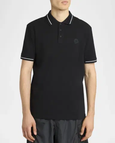 Moncler Men's Logo Patch Cotton Pique Polo Shirt | Thumbnail 4 Moncler Men's Logo Patch Cotton Pique Polo Shirt | Thumbnail 4