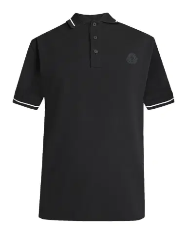 Moncler Men's Logo Patch Cotton Pique Polo Shirt | Thumbnail 1 Moncler Men's Logo Patch Cotton Pique Polo Shirt | Thumbnail 1