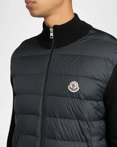 Moncler Men's Quilted Knit Hybrid Full-Zip Cardigan | Thumbnail 4 Moncler Men's Quilted Knit Hybrid Full-Zip Cardigan | Thumbnail 4