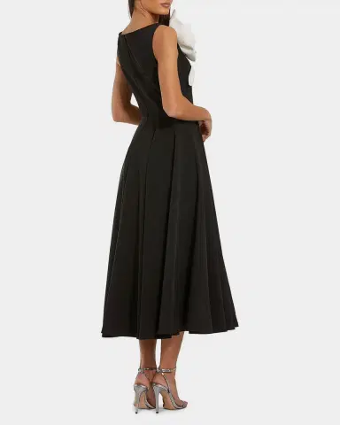 Mac Duggal Floral Appliqué High-Neck Crepe A-Line Midi Dress | Thumbnail 2 Mac Duggal Floral Appliqué High-Neck Crepe A-Line Midi Dress | Thumbnail 2