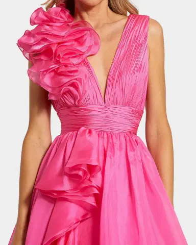 Mac Duggal Sleeveless Deep V-Neck Ruffle Gown | Thumbnail 2 Mac Duggal Sleeveless Deep V-Neck Ruffle Gown | Thumbnail 2