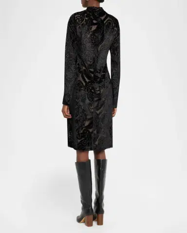 Etro Paisley Velvet Burnout Long-Sleeve Dress | Thumbnail 3 Etro Paisley Velvet Burnout Long-Sleeve Dress | Thumbnail 3
